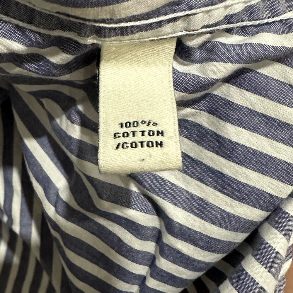 ABERCROMBIE & FITCH Vintage Y2K Blue & White Strip Fitted Button Down Size M - Picture 4 of 4